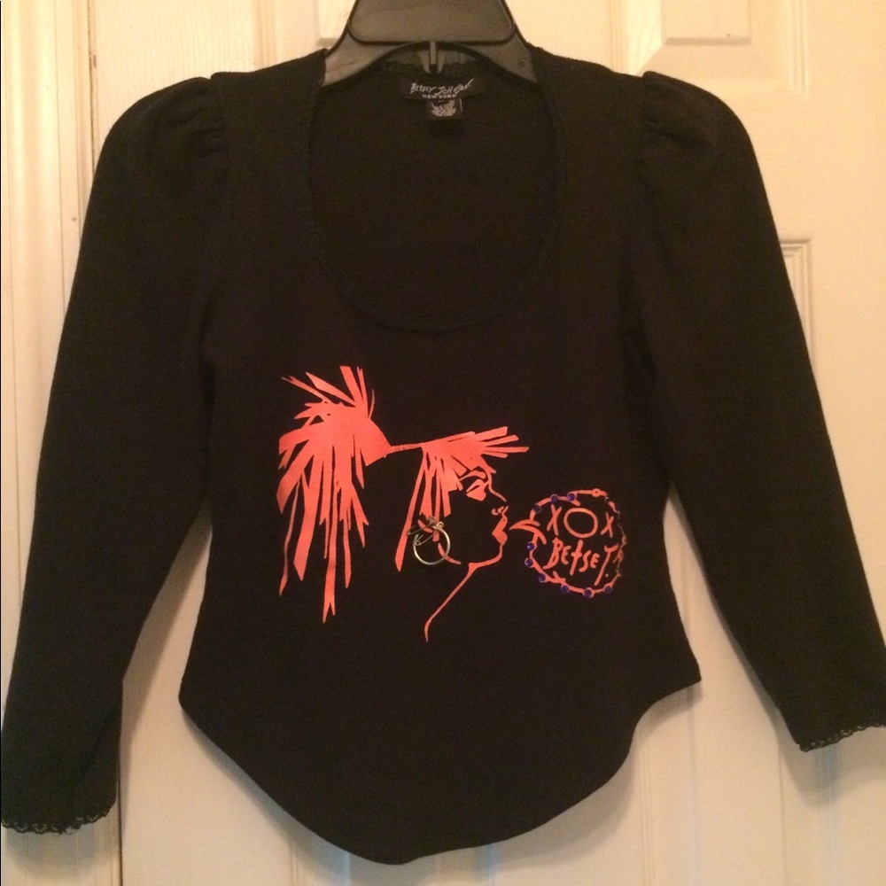 Vintage Super Rare Betsey Johnson Puff Sleeve Top - Picture 2 of 6